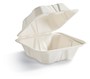 A Picture of product HUH-68001 Small Molded Fiber Hinged Lid Clamshell Containers. 6 X 6 X 3 in. 100/pack, 4 packs/case.