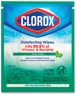Clorox® Disinfecting Wipes, Individually Wrapped, Fresh Scent, 7 x 8, 900/Case