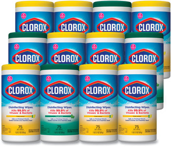 Clorox® Disinfecting Wipes, 7x8, Fresh Scent/Citrus Blend, 75/Canister, 3/Pack, 4 Packs/Case