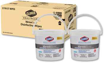 Clorox® Healthcare® VersaSure Cleaner™ Disinfectant Wipes, 1-Ply, 12" x 12", White, 110/Bucket, 2/Case