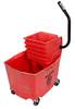 A Picture of product 965-962 Plastic Sidepress Squeeze Wringer/Plastic Bucket Combo, 26 to 35 Quart. Red.