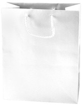 Eurotote Laminated Paper Gloss Bag with Hande. 16#. 8 X 4 X 10 in. White. 100 bags/case.