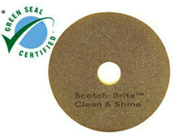 Scotch-Brite™ Single-Sided Clean & Shine Pads. 14 in. Brown and Yellow. 5/case.