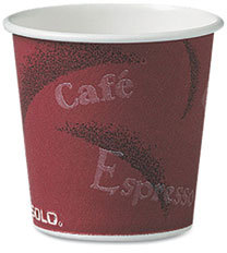 Polycoated Hot Paper Cups. 4 oz. Bistro Design. 50/Pack, 20 Pack/Carton.