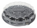 A Picture of product 193-154 SmartLock® Caterware® Lazy Susan 6-Compartment Plastic Trays with Dome Lids. 16 X 16 X 3.5 in. Black and Clear. 25 lids and 25 trays/case.