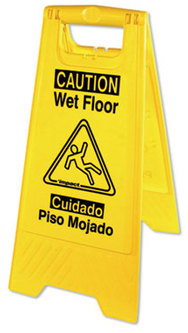 Impact® Bilingual English/Spanish Wet Floor Caution Sign. 12.05 X 1.55 X 24.3 in. Yellow.