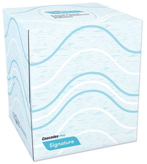 Cascades PRO Signature 2-Ply Facial Tissue in Cube Boxes. White. 90 sheets/box, 36 boxes/carton.