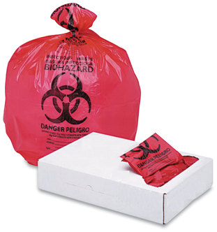 Pack Of 15 8-10 Gallon Bio Hazard Infectious Waste 24 x 23 Red Disposable Bag 