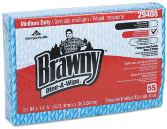 Brawny Dine-A-Wipe™ Foodservice Quarterfold Busing Towel (HEF).  21" x 14".  Blue & White.  330 Wipers/Package.