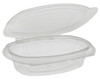 A Picture of product 217-811 8 oz. Recycled Plastic Hinged Lid 1 Compartment Takeout Deli Container, Clear, 200 ct.