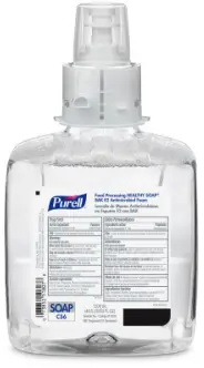 PURELL® Food Processing HEALTHY SOAP® BAK E2 Antimicrobial Foam Refills for PURELL® CS6 Touch-Free Soap Dispensers. 1200 ml. 2/case.