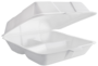 A Picture of product RYM-CN9X9L Foam Hinged Containers, 9" x 9", White, 1-Compartment, 2 packs of 100.  200 containers per case.