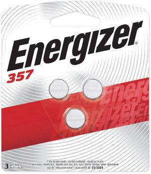 Energizer® 357/303 Silver Oxide Button Cell Battery, 1.5 V, 3/Pack