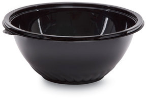 WNA Caterline® Pack n' Serve Plastic Bowls, 160 oz, 12" Diameter x 5"h, Black, 25/Case