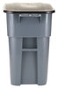 A Picture of product RCP-9W27GY Rubbermaid® Commercial Square Brute® Rollout Container,  Square, Plastic, 50gal, Gray
