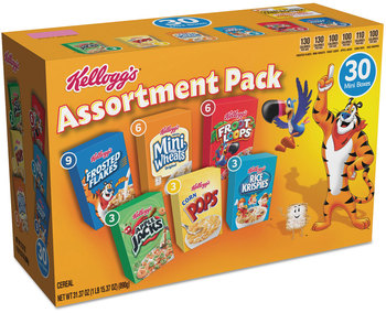 Kellogg's® Assorted Breakfast Cereal Mini Boxes. 2.39 oz. box. 30 boxes/case.