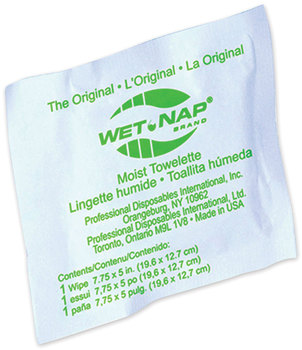 Sani Professional® Wet-Nap Premoistened Towelettes. 5 X 7 3/4 in. White. 100/pack, 10 packs/case.