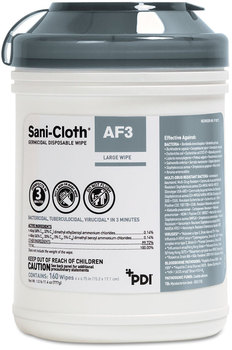 Sani Professional® Sani-Cloth® AF3 Germicidal Disposable Wipes, 6 x 6.75, 160 Wipes/Canister, 12 Canisters/Case