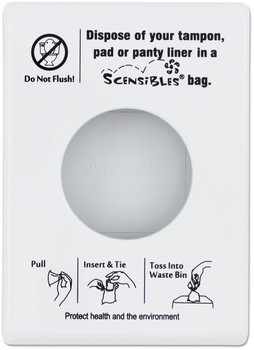 HOSPECO® Scensibles® Plastic Personal Disposal Bag Dispenser. 3.75 X 5.25 X 1 in. White.