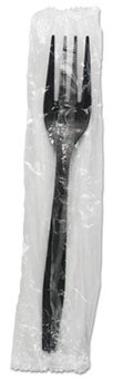 Boardwalk® Heavyweight Wrapped Polypropylene Cutlery, Fork, Black, 1,000/Carton
