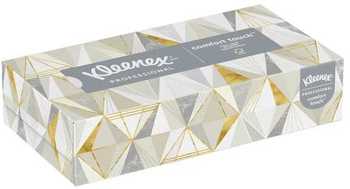 KLEENEX® Facial Tissue.  8.4" x 8.2".  White Color.  125 Sheets/Box.