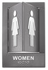 A Picture of product AVT-91097 Advantus Plastic Pop-Out ADA Tactile Symbol/Braille Sign, Women. 6 X 9 in. Gray and White.