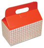 A Picture of product DXE-H1RP Dixie® Take-Out Barn One-Piece Paperboard Food Boxes. 9.5 X 5 X 5 in. Red and White Basket-Weave Plaid Theme. 125 boxes/carton.