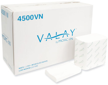 Morcon Tissue Valay® Interfolded Napkins, 2-Ply, 6.5 x 8.25, White, 500/Pack, 12 Packs/Case