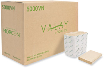 Morcon Tissue Valay® Interfolded Napkins, 2-Ply, 6.5 x 8.25, Kraft, 6,000/Case