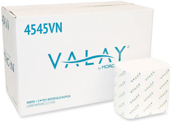 Morcon Tissue Valay® Interfolded Napkins, 1-Ply, White, 6.5 x 8.25, 6,000/Case