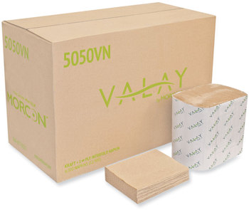 Morcon Tissue Valay® Interfolded Napkins, 1-Ply, 6.3 x 8.85, Kraft, 6,000/Case