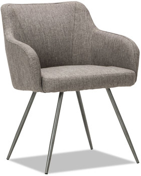Alera® Captain Series Guest Chair 23.8" x 24.6" 30.1", Gray Tweed Seat, Back, Chrome Base