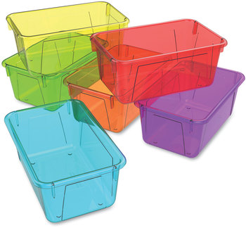 Storex Cubby Bins, 7.8" x 12.2" x 5.1", Assorted Candy Colors, 5/Carton