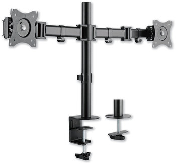Alera® AdaptivErgo® Pole-Mounted Monitor Arm Dual for 30" Monitors, 360 deg Rotation, 30 Tilt, Pan, Black, Supports 22 lb