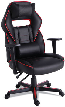 Alera® Racing Style Ergonomic Gaming Chair Supports 275 lb, 15.91" to 19.8" Seat Height, Black/Red Trim Seat/Back, Base