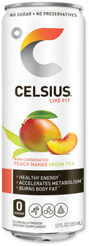 Celsius® Live Fit Fitness Drink. 12 oz. Peach Mango Green Tea. 12 cans/carton.