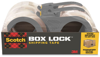 Scotch® Box Lock™ Shipping Packaging Tape with Dispenser, 3" Core, 1.88" x 54.6 yds, Clear, 4/Pack