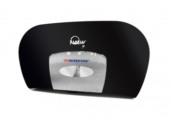 Merfin® iView 9" Twin Jumbo Bath Tissue Dispenser. 20 X 5.9 X 12.25 in. Black.