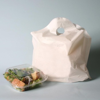 Take Out Bag with Wave Top Handles, Unprinted Plastic, 24" x 20". 1.25 mil. White. 250 Bags/Case.