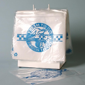 Flip Top Saddle Pack Deli Bag, Printed "Fresh to Go" One Color. 10" x 8" + 1" Lip + 2" Flip. 0.50 Mil, 2,000 Bags/Case.
