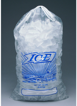 Printed Metallocene Ice Bag with Drawstring Closure, 10 lb., 12" x 19", 1.35 Mil, 500/Case