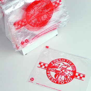 Slide Seal Saddle Pack Deli Bag, Printed "Fresh to Go" Red Print, 10" x 8", 1.20 Mil, 1,000/Case