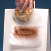 A Picture of product 209-316 Flip Top Saddle Pack Deli Bag, Printed "Cookie" One Color, 5.5" x 5.5" + 1.5" FB, 0.60 Mil, 2,000/Case