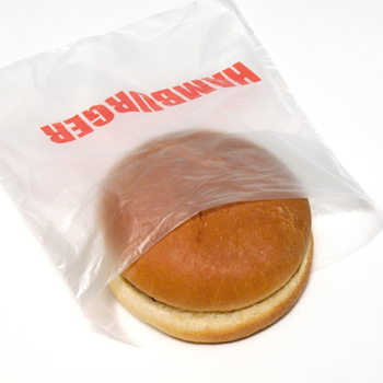 Saddle Pack Bag, Printed "Hamburger", 6.5" x 7" + 1.75" FB, 0.50 Mil, 2,000/Case