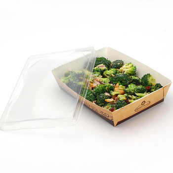 Kraft Container Clear Lid (Large), 5.5" x 7.5", 500/Case