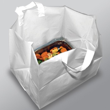 Take Out Bag with Loop Handle, Unprinted White, 22" x 14" x 15.25" + 14" Bottom Gusset, 3.00 Mil, 100/Case
