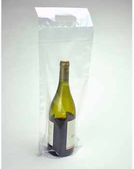 Wine Bag, Wine To-Go Bag, 7" x 19" + 3.5" BG + 1.25" FB, 2.50 Mil, 250/Case
