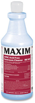 Maxim® AFBC Acid-Free Restroom Cleaner, Fresh Scent, 32 oz Bottle, 12/Carton