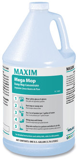 Maxim® Mega Mop Damp Mop Concentrate, Lemon Scent, 1 gal Bottle, 4/Carton