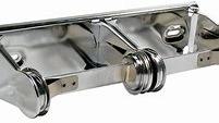 Self Locking Double Roll Toilet Paper Dispenser for 4 inch Rolls. 10 7/8 X 2 1/2 X 4 1/4 In. Chrome.
